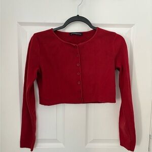 Brandy Melville Crop Red Button-Up Cardigan